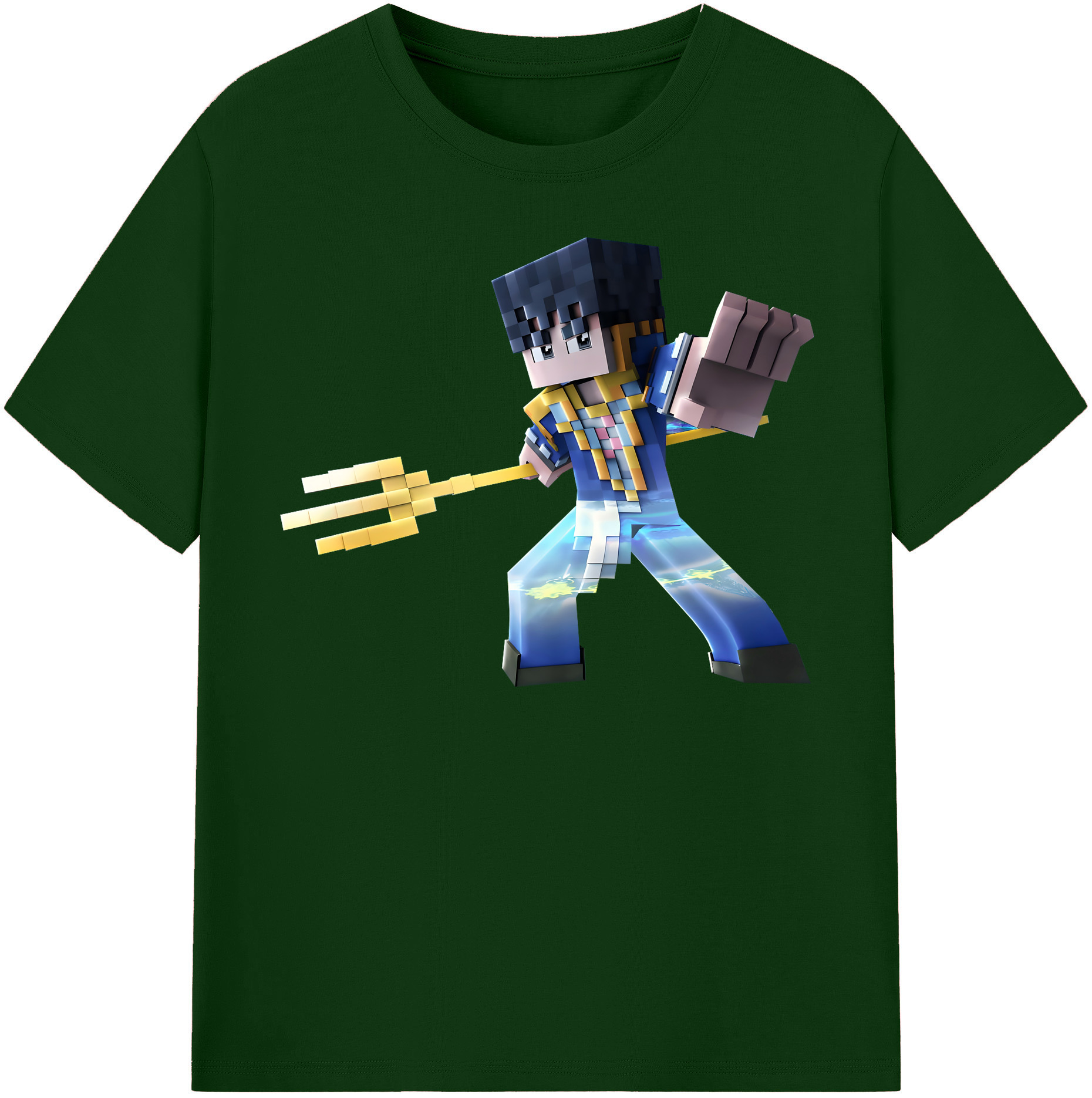 （画像用） マインクラフト ブロックの世界 Minecraft MC Block world 綿100％半袖Tシャツ（フロントプリント）